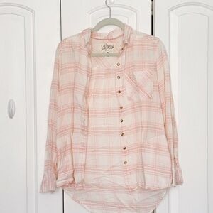 Pink Plaid Button-Up Shirt